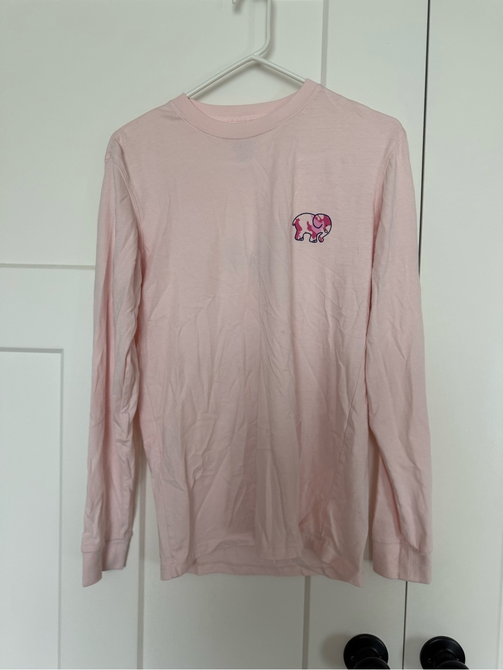 ivory ella Pink Long Sleeve Tee with Elephant and Joe Cool graphic